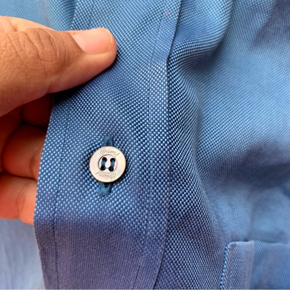Brioni mens button up shirt size Large blue Italy - Picture 3 of 8